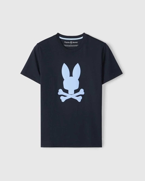 T Shirt Graphique Psycho Bunny Houston Graphic Tee Bleu Marine Homme | ZTO-43413482